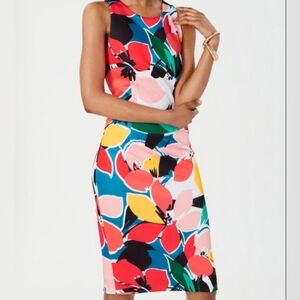 Donna Ricco Women's Printed Crisscross Back Sheath Dress Size 12